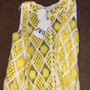 ❤️NWT ZARA, Limited Edition Crochet Sleeveless Button Front Dress open knit